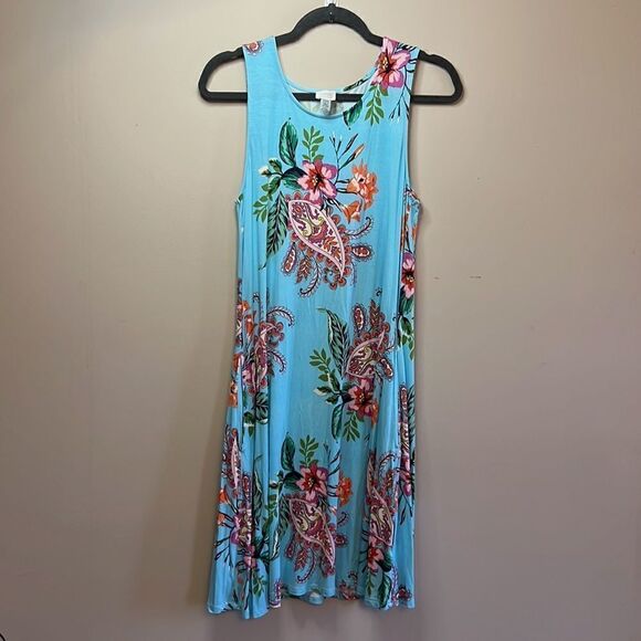 CUPIO Bright Floral Tank Dress with Pockets - Size Large - Picture 4 of 10